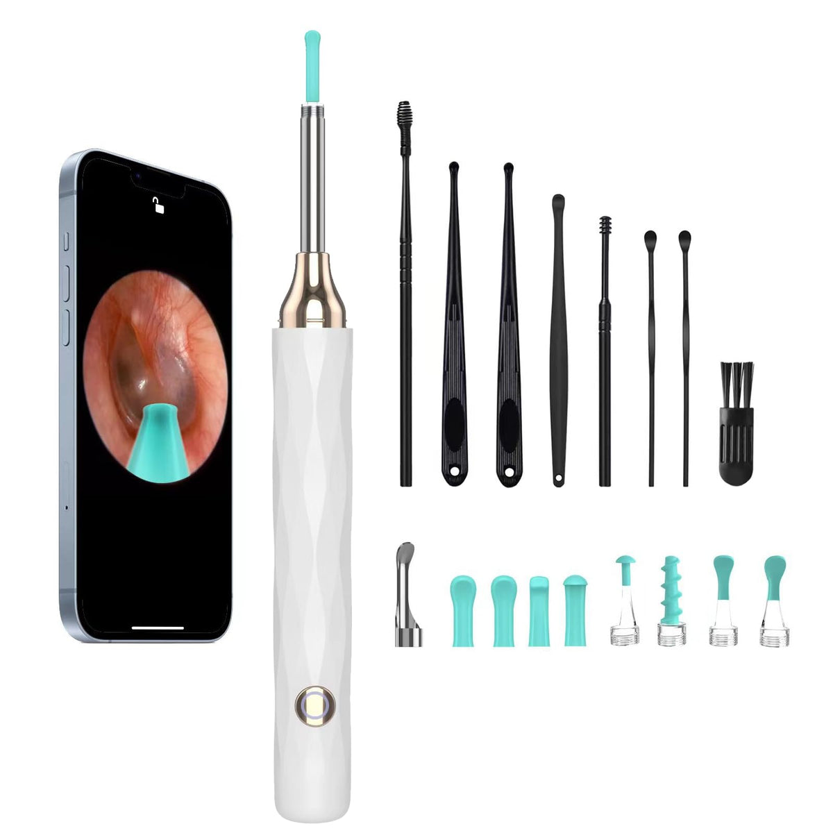 Ear Wax Removal Tool Camera Ear Cleaner with Camera Ear Cleaning Kit 1080P HD Ear Scope with 9 Replacement Tips Ear Pick with Ear Cleaner with Camera and Light Ear Cleaning Kit (White)